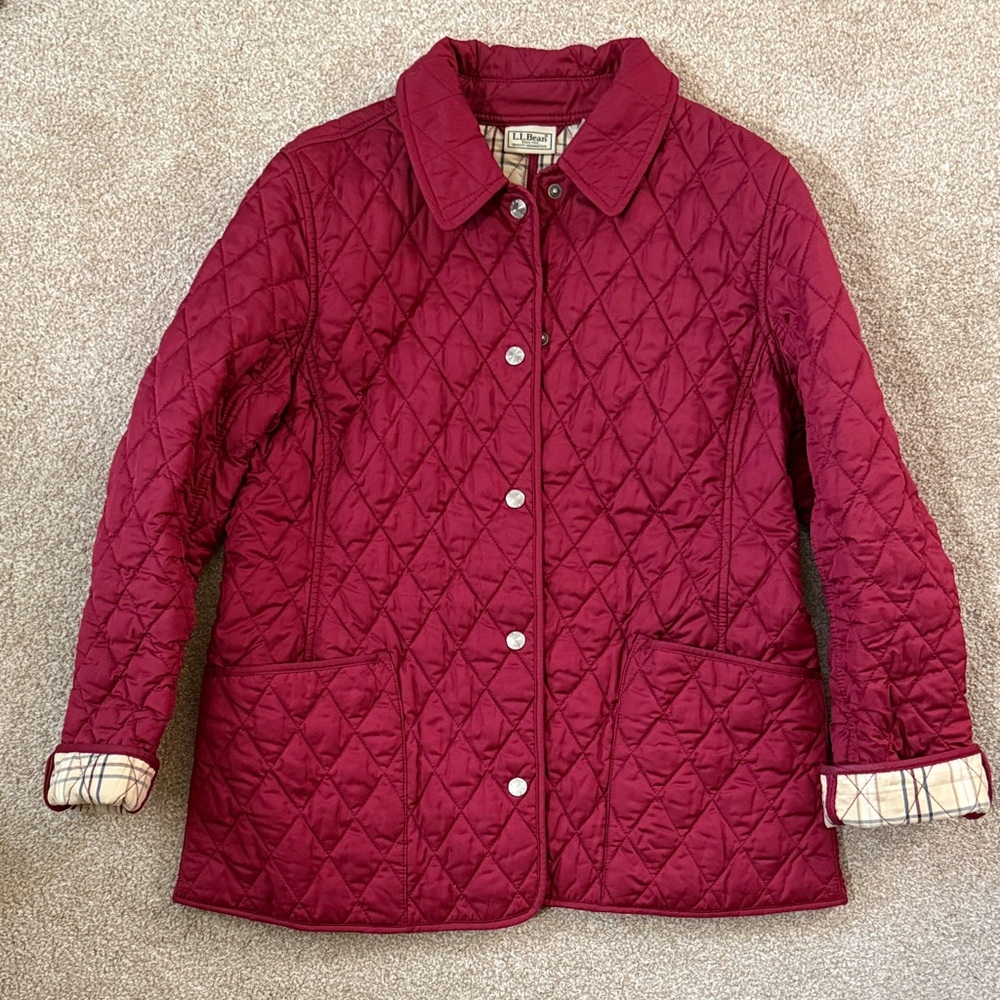 LL Bean Deep raspberry Quilted barn Jacket